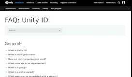 
							         FAQ Unity ID - Unity								  
							    