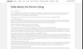 
							         FAQs About the Portal 2 Song - Jonathan Coulton								  
							    