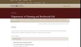 
							         FAQs : Department of Housing and Residential Life : Texas State ...								  
							    