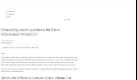 
							         FAQs for Azure Information Protection | Microsoft Docs								  
							    