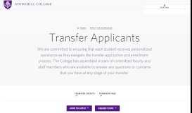 
							         FAQs for Transfer Applicants · Stonehill College								  
							    