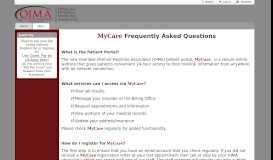 
							         FAQ's - MyCare - OIMA								  
							    