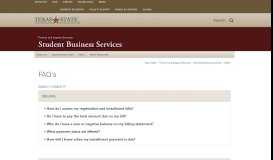 
							         FAQ's : Student Business Services : Texas State University								  
							    