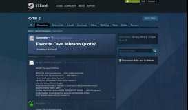 
							         Favorite Cave Johnson Quote? :: Portal 2 General Discussions								  
							    