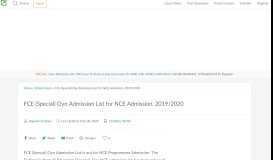 
							         FCE (Special) Oyo Admission List for NCE Admission, 2018/2019								  
							    