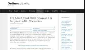 
							         FCI Admit Card 2019 Assistant Grade (AG III) & JE Hall Ticket fci.gov.in								  
							    