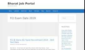 
							         FCI Exam Date 2019 Archives - Bharat Job Portal								  
							    