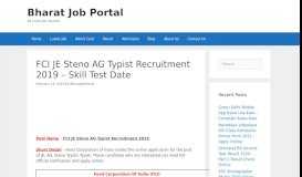 
							         FCI JE Steno AG Typist Recruitment 2019 - Apply Online								  
							    