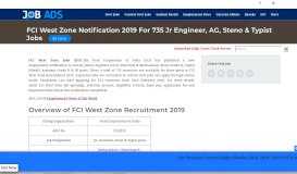 
							         FCI West Zone Recruitment 2019 | 735 Jr Engineer, AG & Other ...								  
							    