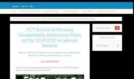
							         FCT School of Nursing Gwagwalada Admission Form, 2018/19								  
							    