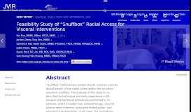 
							         Feasibility Study of “Snuffbox” Radial Access for Visceral Interventions ...								  
							    