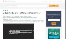 
							         Featured Video: How to Add a Site to Liquid Web's Managed WordPress								  
							    