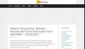 
							         Fed Poly, Nekede Part-time Admission Form (ND/HND) - 2019/2020								  
							    