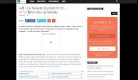 
							         Fed Poly Nekede Student Portal - portal.fpno.edu.ng/nekede ...								  
							    