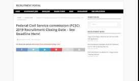 
							         Federal Civil Service commission (FCSC) 2019 ... - Recruitment Portal								  
							    