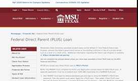
							         Federal Direct Parent (PLUS) Loan » Financial Aid » MSU Texas »								  
							    