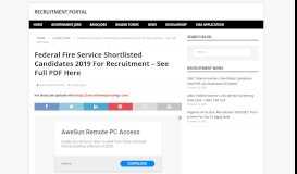 
							         Federal Fire Service Shortlisted Candidates 2019 ... - Recruitment Portal								  
							    