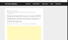 
							         Federal Inland Revenue Service (FIRS) 2018/2019 Job Recruitment ...								  
							    