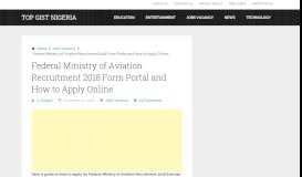 
							         Federal Ministry of Aviation Recruitment 2018 Form Portal and How to ...								  
							    