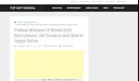 
							         Federal Ministry Of Works 2019 Recruitment Job Vacancy and How to ...								  
							    