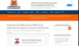 
							         Federal Poly Bida Post UTME Form 2018/19 is Out - [ND Full-time]								  
							    