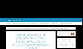 
							         Federal Poly Ede Post UTME Screening Form, 2018/2019								  
							    
