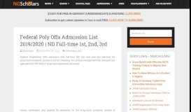 
							         Federal Poly Offa Admission List 2018/2019 | ND Full-time 1st, 2nd, 3rd								  
							    