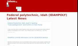
							         Federal polytechnic, Idah (IDAHPOLY) Latest News - Myschool								  
							    
