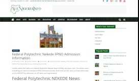 
							         Federal Polytechnic Nekede FPNO Admission Information - iDONSABI								  
							    