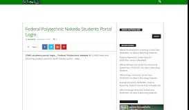 
							         Federal Polytechnic Nekede Students Portal Login - Schoolinfong.com								  
							    
