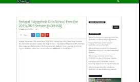 
							         Federal Polytechnic Offa School Fees For 2019/2020 Session [ND ...								  
							    