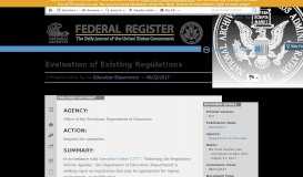
							         Federal Register :: Evaluation of Existing Regulations								  
							    