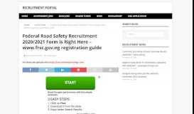
							         Federal Road Safety Corps Recruitment 2019 ... - Recruitment Portal								  
							    