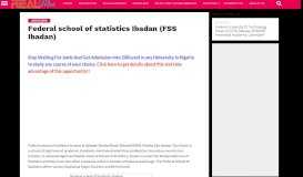 
							         Federal school of statistics Ibadan (FSS Ibadan) - Real Mina Blog								  
							    