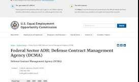 
							         Federal Sector ADR: Defense Contract Management Agency (DCMA)								  
							    