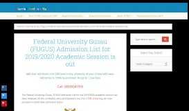 
							         Federal University Gusau (FUGUS) Admission List 2018/2019 Out								  
							    