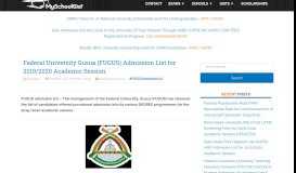 
							         Federal University, Gusua (FUGUS) Admission List for ... - MySchoolGist								  
							    