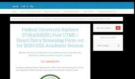 
							         Federal University Kashere Post UTME Form, 2018/2019								  
							    