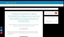 
							         Federal University Lokoja (FULOKOJA) Admission List For 2018/2019 ...								  
							    