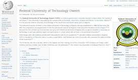 
							         Federal University of Technology Owerri - Wikipedia								  
							    