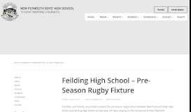 
							         Feilding High School - Pre-Season Rugby Fixture - New Plymouth ...								  
							    