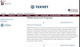 
							         FEMA Reservist Program | TexVet								  
							    