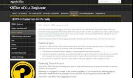 
							         FERPA - Parents - Office of the Registrar - Appalachian State University								  
							    