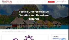 
							         Festiva Ordered to Issue Vacation and Timeshare Refunds ...								  
							    