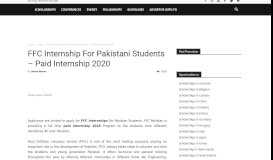 
							         FFC Internship For Pakistani Students - Paid Internship 2019								  
							    