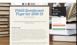 
							         FHHS Enrollment Flyer for 2018-19 | Smore Newsletters for Education								  
							    
