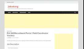 
							         FHI 360 Recruitment Portal | Field Coordinator Vacancy - Jobadung								  
							    