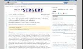 
							         Fifty years of surgery for portal hypertension at the Cleveland Clinic ...								  
							    