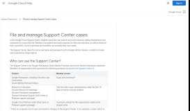
							         File and manage Support Center cases - Google Cloud Help								  
							    