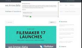 
							         FileMaker 17 launches today - We Know Data								  
							    